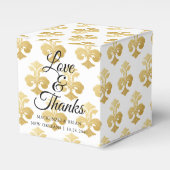 Gepersonaliseerde Fleur De Lis Gold Wedding Bedankdoosjes (Voorkant Zijde)