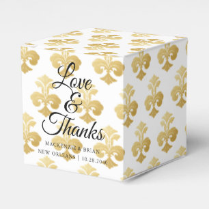 Gepersonaliseerde Fleur De Lis Gold Wedding Bedankdoosjes