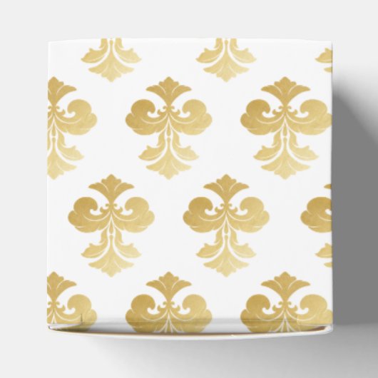Gepersonaliseerde Fleur De Lis Gold Wedding Bedankdoosjes (Bovenkant)