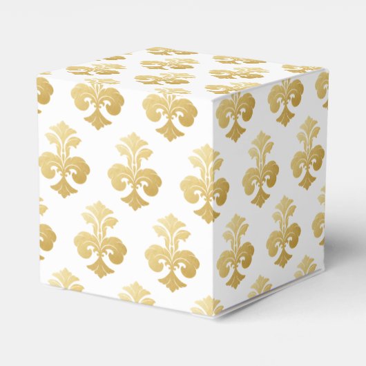 Gepersonaliseerde Fleur De Lis Gold Wedding Bedankdoosjes (Achterkant)