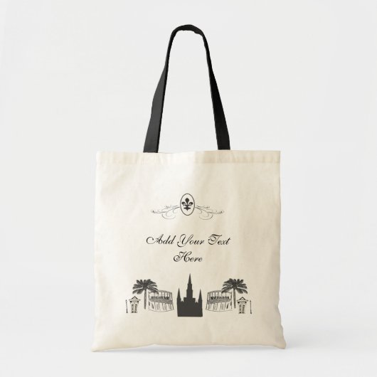 Gepersonaliseerde Fleur de Lis New Orleans Scene Tote Bag (Voorkant)