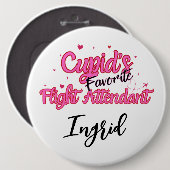 Gepersonaliseerde Flight Attendant Valentijnse But Ronde Button 6,0 Cm (Voorkant /achterkant)