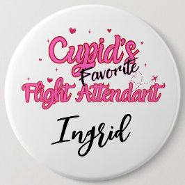 Gepersonaliseerde Flight Attendant Valentijnse But Ronde Button 6,0 Cm