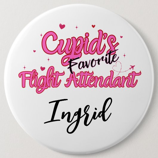 Gepersonaliseerde Flight Attendant Valentijnse But Ronde Button 6,0 Cm (Voorkant)