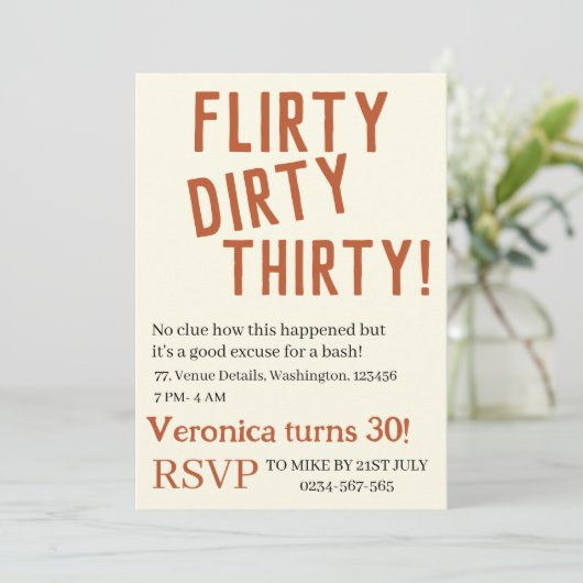 Gepersonaliseerde flirty vies dertig grappige verj kaart (Staand voorkant)