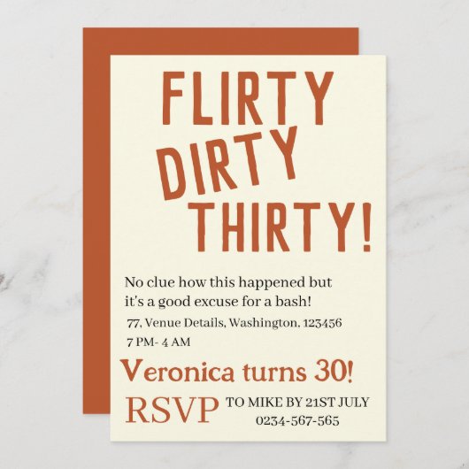 Gepersonaliseerde flirty vies dertig grappige verj kaart (Voorkant / Achterkant)