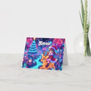 Gepersonaliseerde Flora Kerstboom Schattige Meisje Bedankkaart