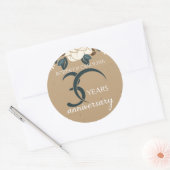 Gepersonaliseerde Floral 30e bruiloft Jubileum Ronde Sticker (Envelop)