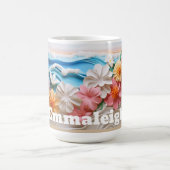Gepersonaliseerde Floral Abode 3D look Beach Koffiemok (Center)
