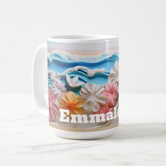 Gepersonaliseerde Floral Abode 3D look Beach Koffiemok (Voorkant links)