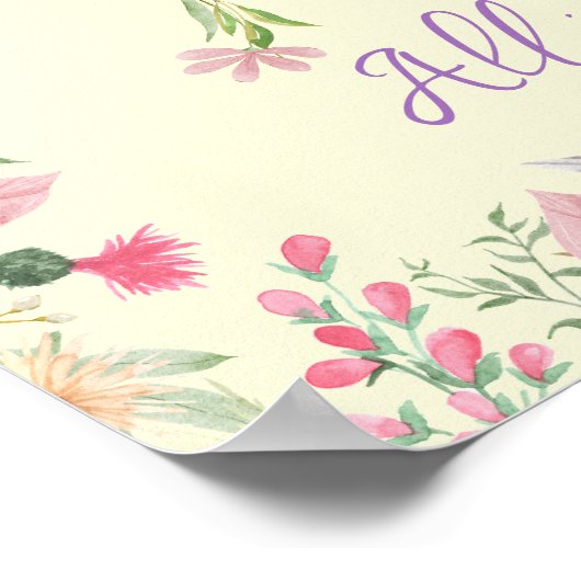 Gepersonaliseerde Floral Alphabet Initiaal kinderk Poster (Hoek)