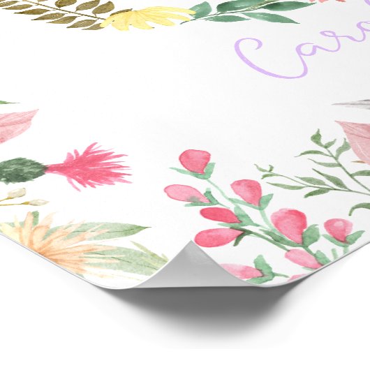 Gepersonaliseerde Floral Alphabet Initiaal kwekeri Poster (Hoek)