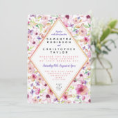 Gepersonaliseerde Floral aquarel bruiloft uitnodig Kaart (Staand voorkant)