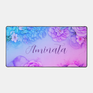 Gepersonaliseerde Floral Bliss bureaumat in pastel