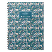 Gepersonaliseerde Floral Blue Boho Favoriete recep Notitieboek (Voorkant)