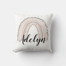 Gepersonaliseerde Floral Boho Rainbow Naam Kussen