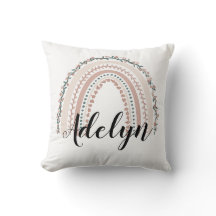 Gepersonaliseerde Floral Boho Rainbow Naam Kussen