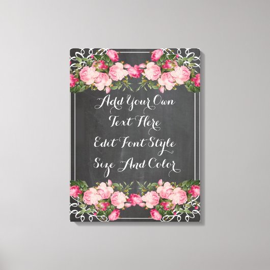 Gepersonaliseerde floral bordcitaat canvas afdruk (Voorkant)
