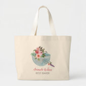 Gepersonaliseerde Floral Bowl en Whisker Bakers Grote Tote Bag (Voorkant)