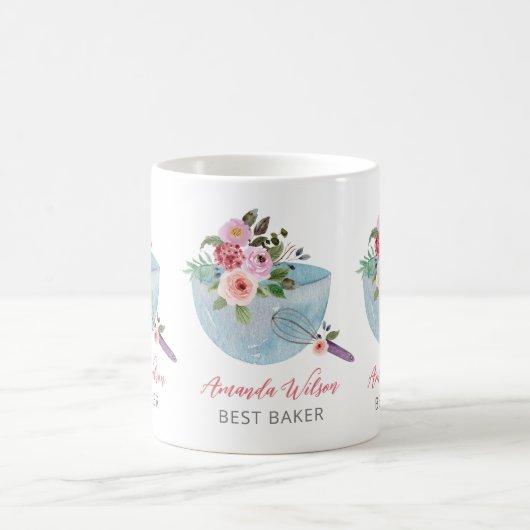 Gepersonaliseerde Floral Bowl en Whisker Bakers Koffiemok (Center)