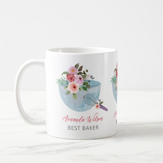 Gepersonaliseerde Floral Bowl en Whisker Bakers Koffiemok (Links)