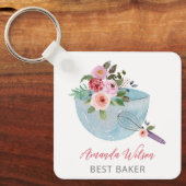 Gepersonaliseerde Floral Bowl en Whisker Bakers Sleutelhanger (Voorkant)