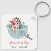 Gepersonaliseerde Floral Bowl en Whisker Bakers Sleutelhanger (Achterkant)