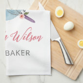Gepersonaliseerde Floral Bowl en Whisker Bakers Theedoek (Quarter Fold)