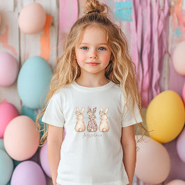 Gepersonaliseerde Floral Bunny Easter kinderen T-shirt