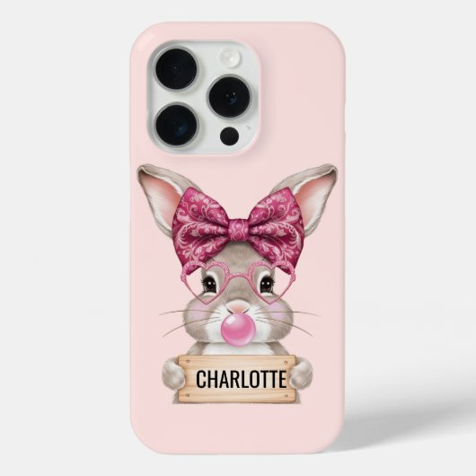 Gepersonaliseerde Floral Bunny iPhone Case (Achterkant)