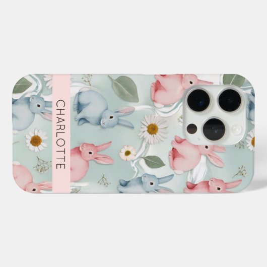 Gepersonaliseerde Floral Bunny iPhone Case (Achterkant (horizontaal))