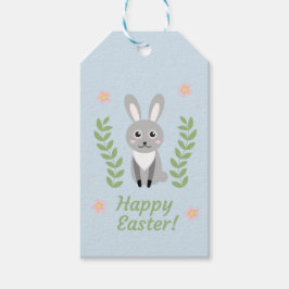 Gepersonaliseerde Floral Bunny Paascadeau Labels Cadeaulabel
