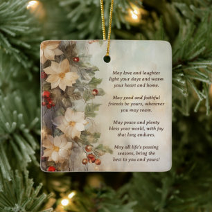 Gepersonaliseerde Floral Christmas Ierse zegen Keramisch Ornament