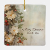 Gepersonaliseerde Floral Christmas Ierse zegen Keramisch Ornament (Achterkant)