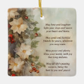Gepersonaliseerde Floral Christmas Ierse zegen Keramisch Ornament (Voorkant)