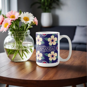 Gepersonaliseerde Floral Coffee Mok met naam