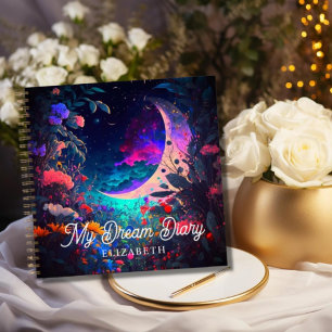 Gepersonaliseerde Floral Crescent Moon Dream Diary Notitieboek
