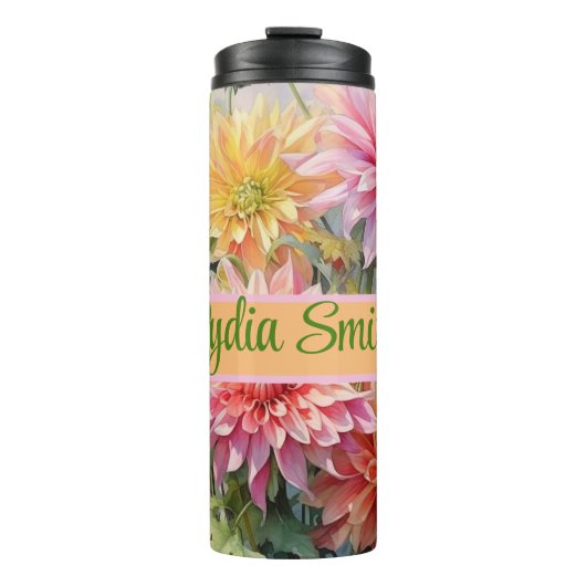 Gepersonaliseerde floral drink tumbler thermosbeker (Voorkant)