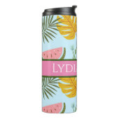 Gepersonaliseerde floral drink tumbler thermosbeker (Gedraaid links)
