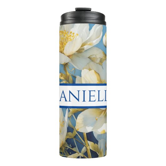 Gepersonaliseerde floral drink tumbler thermosbeker (Voorkant)