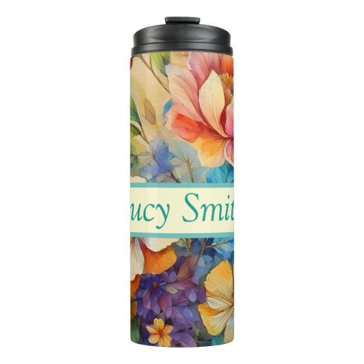 Gepersonaliseerde floral drink tumbler thermosbeker (Voorkant)