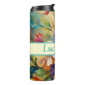 Gepersonaliseerde floral drink tumbler thermosbeker (Gedraaid links)
