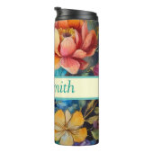 Gepersonaliseerde floral drink tumbler thermosbeker (Geroteerd rechts)