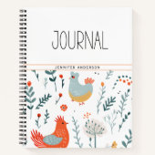 Gepersonaliseerde Floral Fun Chicken Journal Notitieboek (Voorkant)