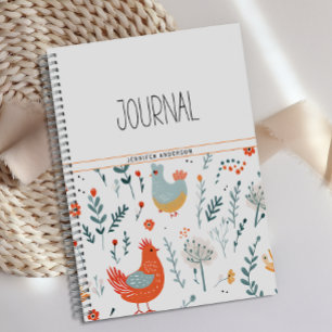 Gepersonaliseerde Floral Fun Chicken Journal Notitieboek