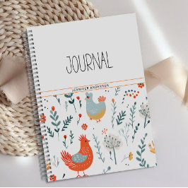 Gepersonaliseerde Floral Fun Chicken Journal Notitieboek