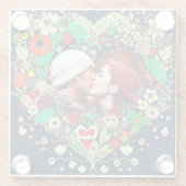 Gepersonaliseerde Floral Heart Lijst Foto Glazen Onderzetter (Achterkant)