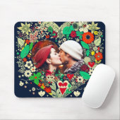 Gepersonaliseerde Floral Heart Lijst Foto Muismat (Met muis)