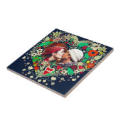 Gepersonaliseerde Floral Heart Lijst Foto Tegeltje (Zijkant)