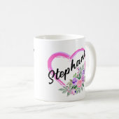 Gepersonaliseerde Floral Heart Mok (Voorkant rechts)